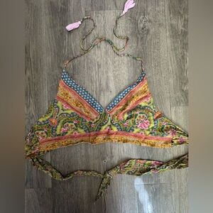 Boho Art Silk Halter Wrap Top – Made in India (Artisan Style)